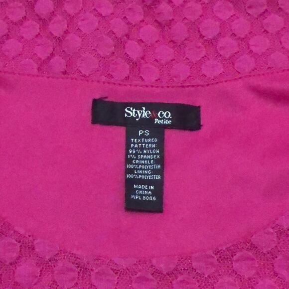 Style & Co Pink Polka Dot Ruffle Blouse Size Petite Small - Picture 3 of 3